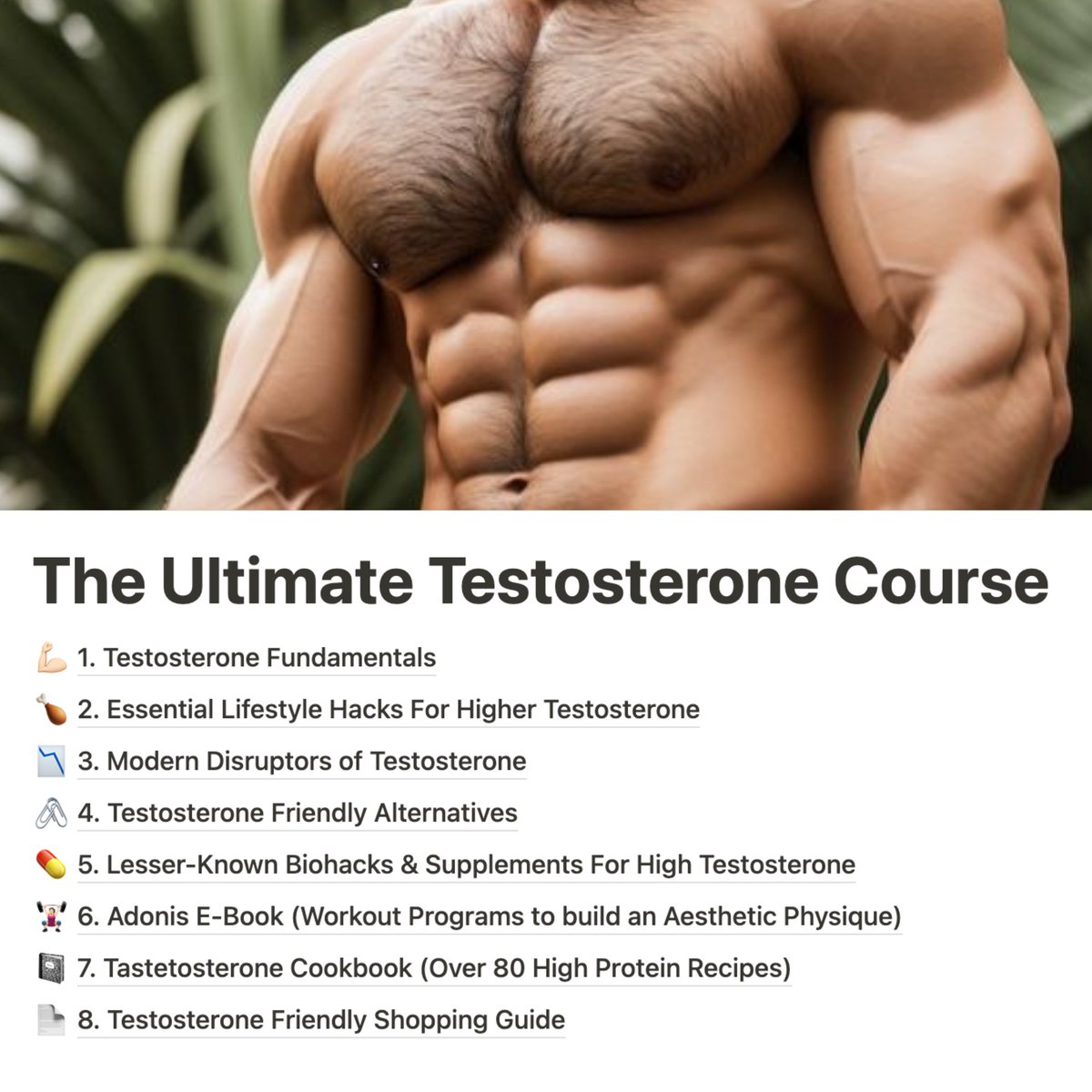I've created the Ultimate Testosterone Course I usually only give this info to my paid clients... but for 24 hours, I'm giving it away for FREE, so you can: - Melt fat - Build muscle - Feel more Confident Like + Comment 'Send' and I'll DM it to you (must follow)