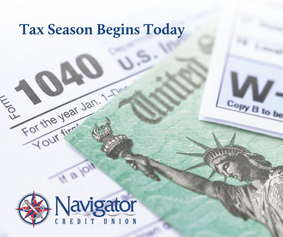 NavigatorCU's tweet image. The start of tax season begins today. The IRS is accepting your 2023 tax forms. Here are some tips to help.

✅ Gather all necessary documents.
✅ Review the latest tax law changes.
✅ Consider e-filing.

The last day to file your taxes is Monday, April 15.

#TaxSeason2023 #IRS