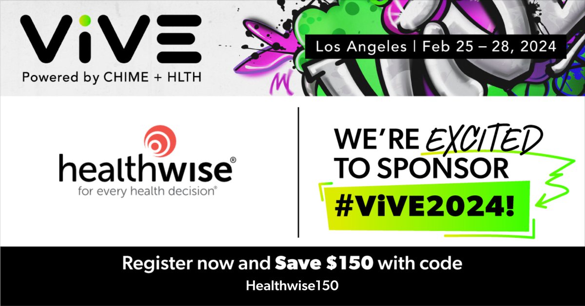Thinking of attending #ViVE2024? Allow us to 🍬sweeten🍬 the deal. Use our sponsor code "Healthwise150" to save $150 on your registration! viveevent.com/register