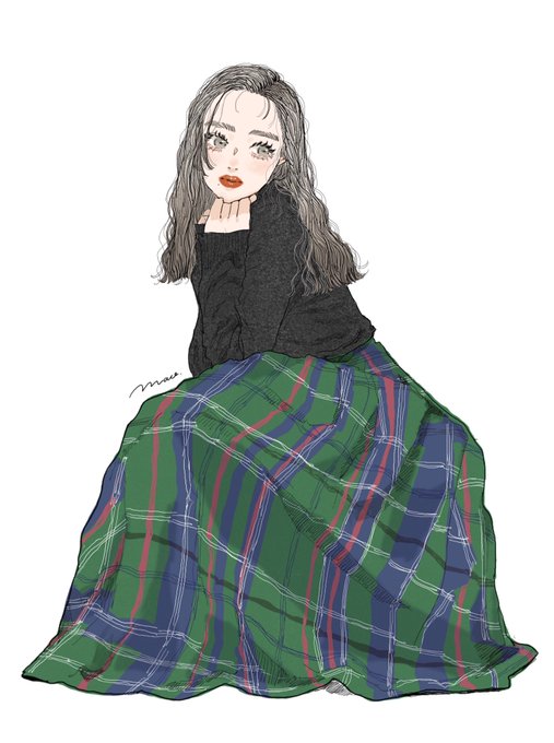 グリーンのスカート#イラスト 