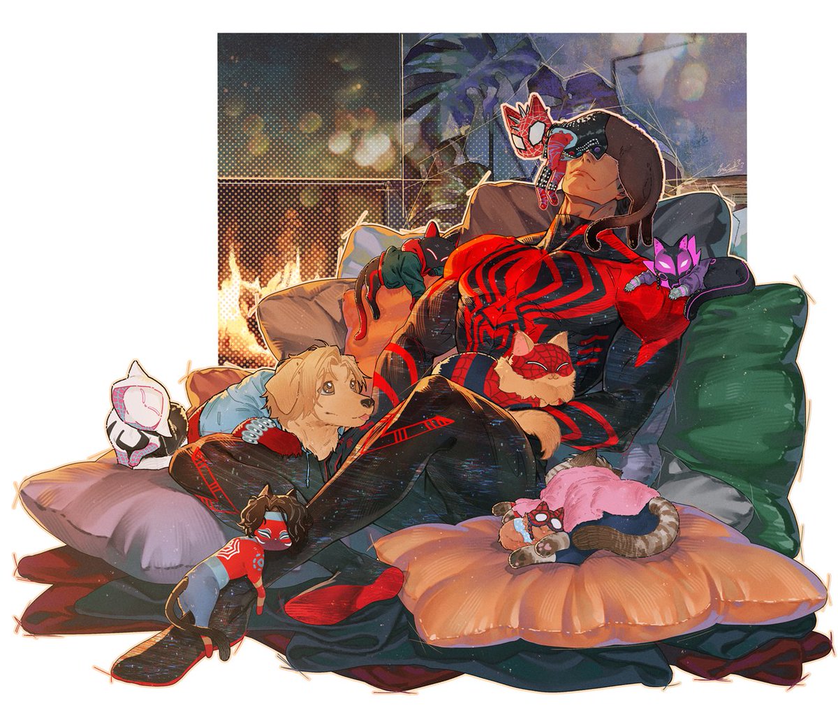 #MiguelOHara #AcrossTheSpiderVerse
被猫猫狗狗包围哩