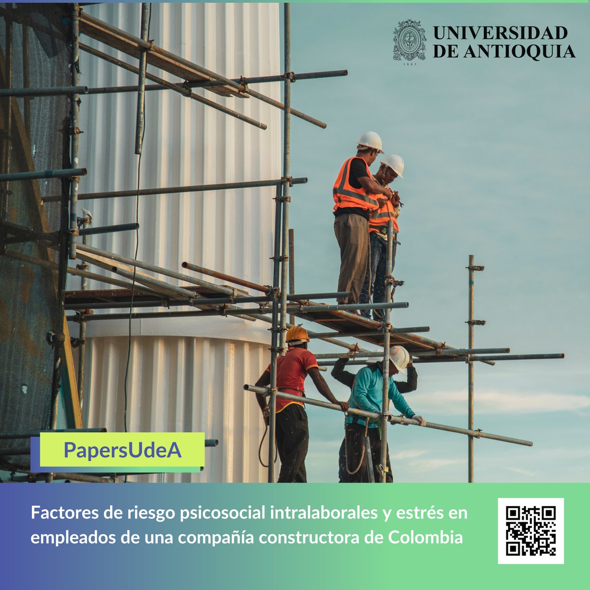 #PapersUdeA - 🚧👷🏻‍♂️ Este estudio revela que el 40,8% de los empleados sufren niveles muy altos de estrés relacionados con recompensas organizacionales, demandas ambientales y responsabilidades laborales. 📌 Más en: bit.ly/3tUTUJn