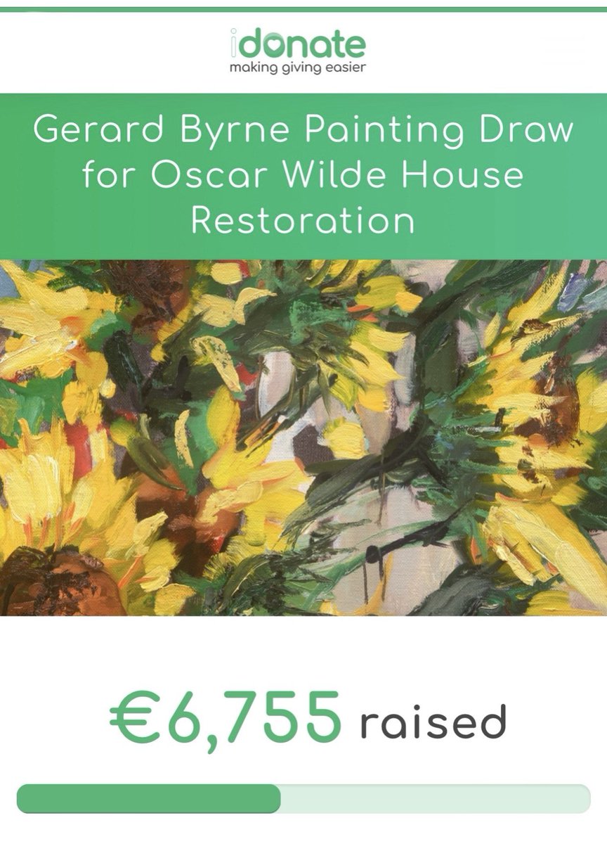 A Huge Thanks to All Supporters of our #OscarWilde House #Dublin restoration #fundraiser. Please help us to reach the target. Raffle #Tickets on sale until 8 Feb 👉 idonate.ie/raffle/GerardB…

#GerardByrne #art #heritage #Irish #architecture #culture <a href="/house_wilde/">Oscar Wilde House Dublin</a> <a href="/IrishGeorgian/">Irish Georgian Society</a>