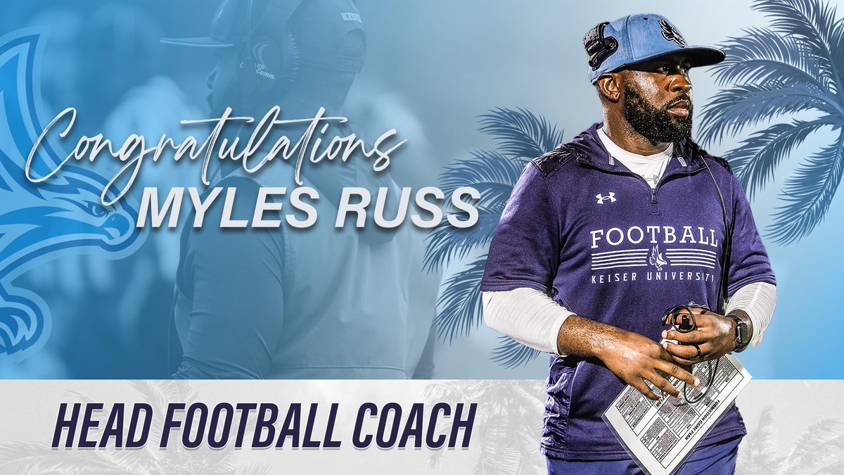 🚨 𝑩𝒓𝒆𝒂𝒌𝒊𝒏𝒈 𝑵𝒆𝒘𝒔 🚨 Myles Russ has been named Keiser's next head football coach!!! Congratulations @CoachMylesRuss #DefendTheBeach #SeahawkFast