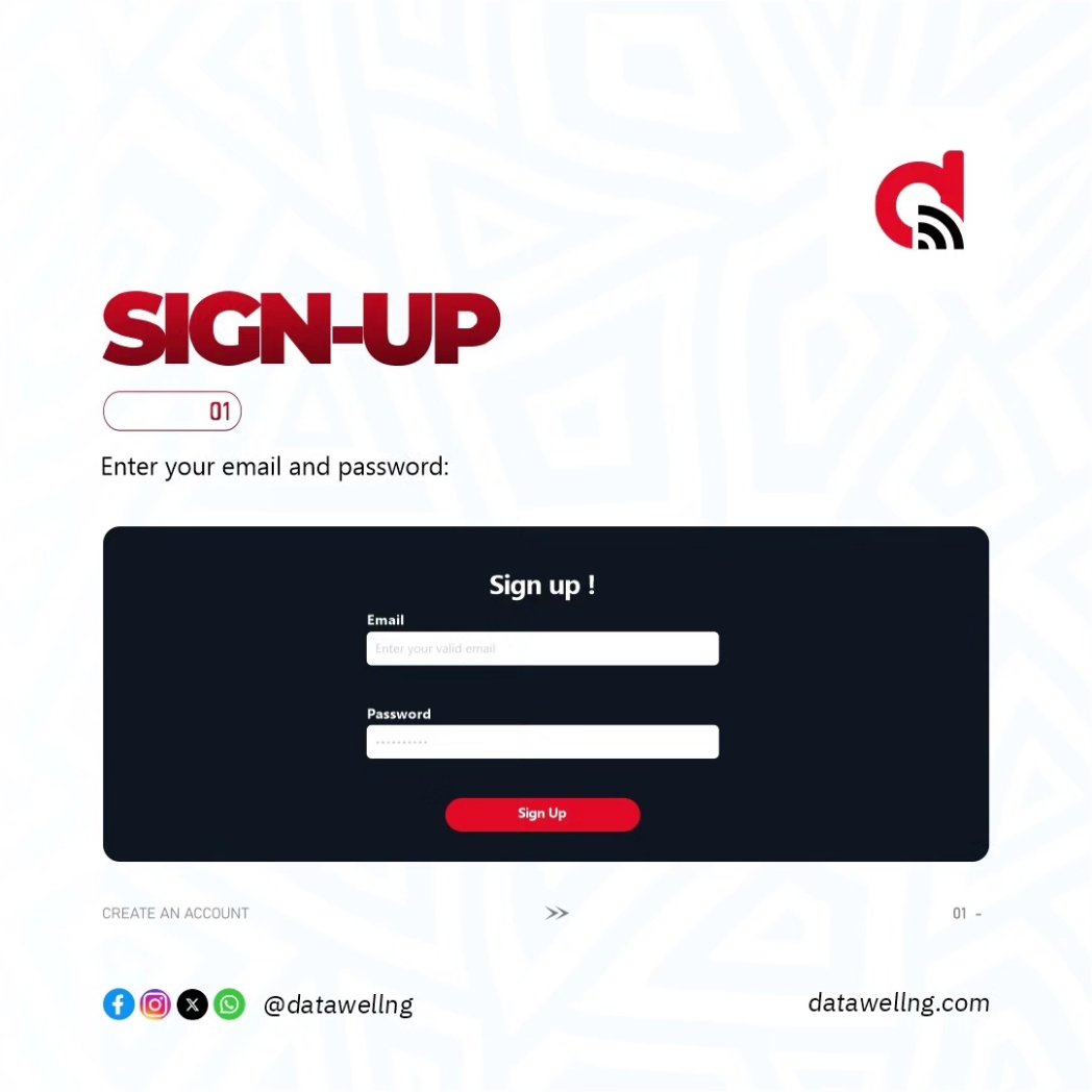 datawellng's tweet photo. How do I create an account on the DataWell Website?

Fortunately, we've got you sorted👌🏼! 

Get started on https://t.co/WZF24P8wn9 to explore our cheaper and affordable data bundles today!

Feel free to ask any further questions you might have. We're happy to chat for FREE! https://t.co/5nChZdsPe8