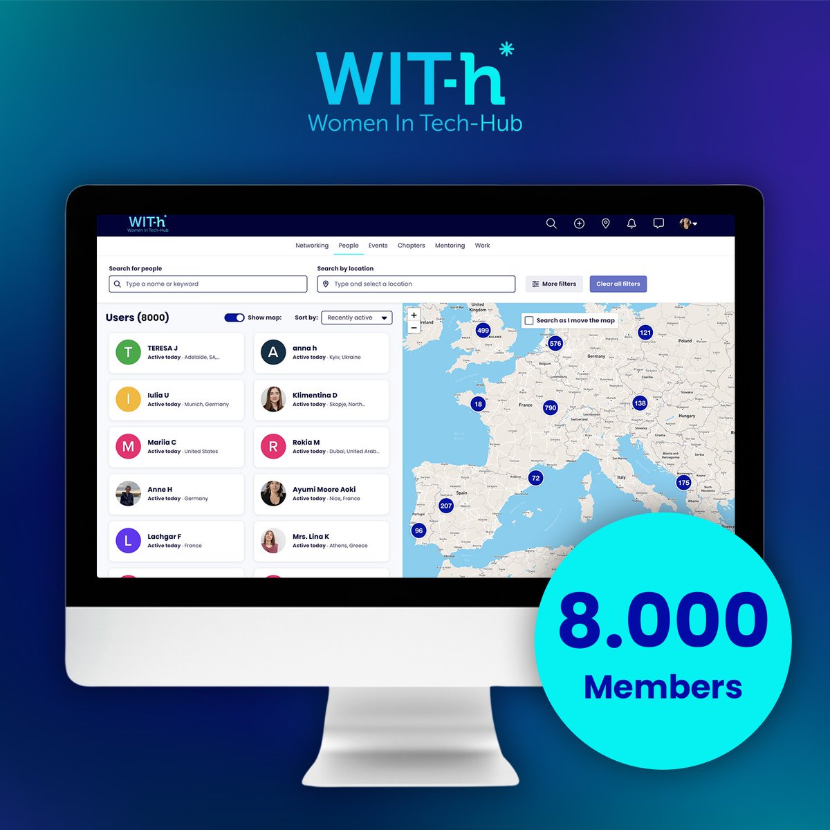 Just a few days after our soft launch, we're celebrating our first Milestone of 8000 members having joined WIT-h*, our Women in Tech Hub! 🎊💙💚

Be part of an extraordinary platform. Can't wait to see you in WIT-h*!!!

wit-h.com