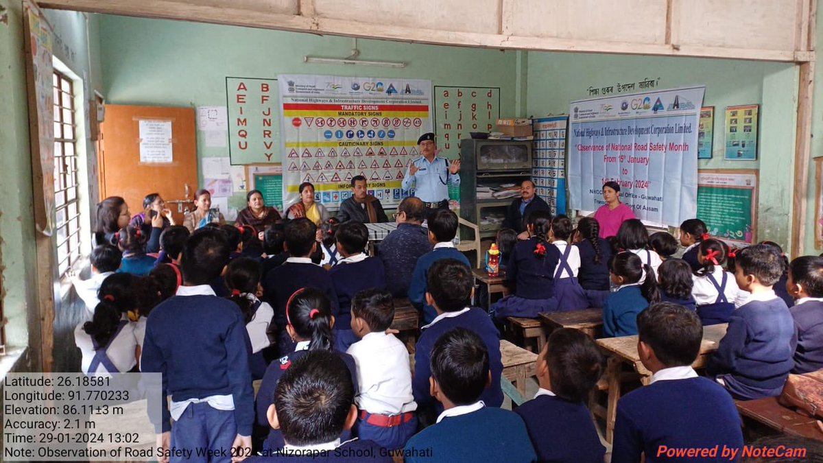 NhidclG's tweet photo. The  Road Safety program at Nijorapar LP School (Govt School) Guwahati was Organized by NHIDCL RO GUWAHATI with the help of Inspector  Joysing Rongphar Transport Department  Govt  of Assam has briefed to the students about  Road Signs, Traffic Signal and Cautionary sign.
#nhidcl https://t.co/MmrX0pDBDl