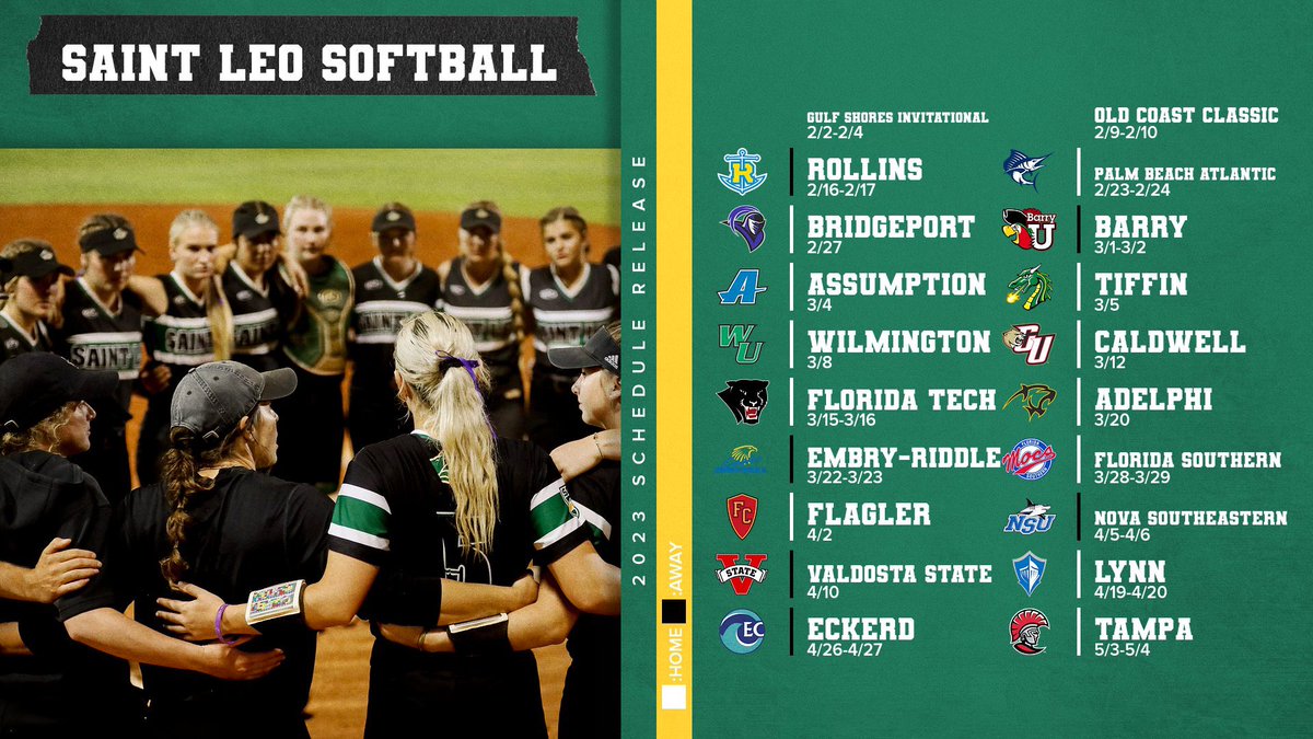 Mark your calendars! The Saint Leo University softball schedule is here and these ladies are ready to compete. The Lions hit the road this Thursday for Six games in Gulf Shores Alabama over the weekend. 🦁🤌🏼

#slusb #releasethebeast #onepride