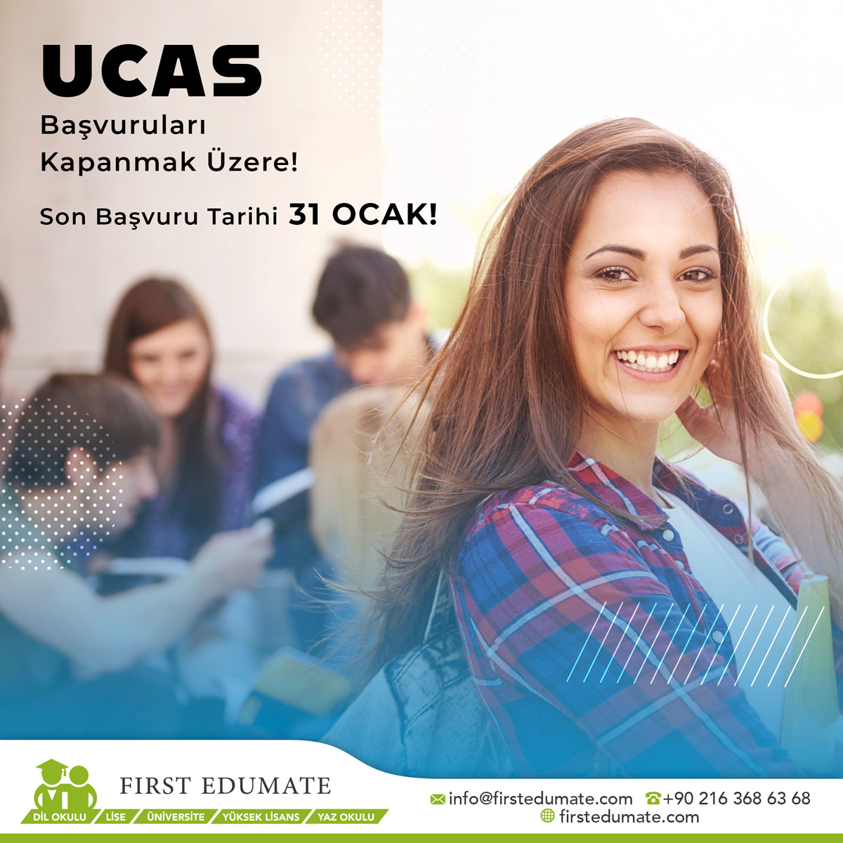 UCAS Başvuruları Kapanmak Üzere! Son Başvuru Tarihi 31 OCAK!

Daha Fazla Bilgi İçin:

📞 +90 216 368 6368
📱 +90 544 837 8738
📩 info@firstedumate.com
🔗 firstedumate.com

#UCAS #uk #ingiltere #UCAS2024 #ucasbasvuru #ingilterevizesi #yurtdisiegitim #firstedumate #keremöziş