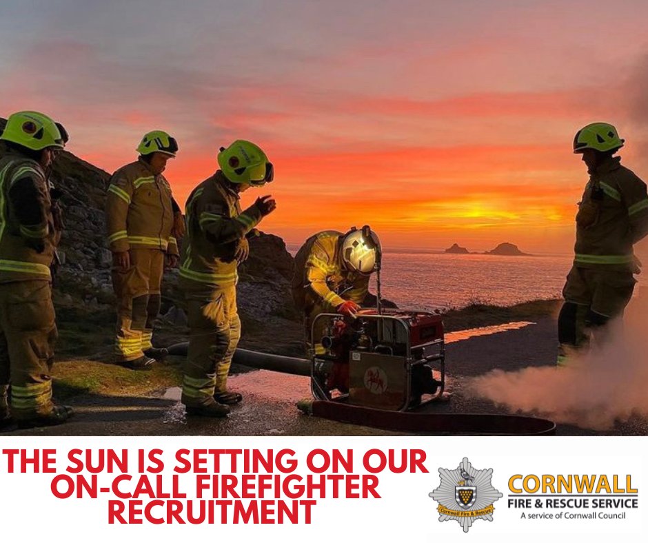 CornwallFRS's tweet photo. Our on-call firefighter recruitment closes tomorrow.
Don’t miss your chance to apply.
 Visit: https://t.co/Ha5QGoeFgI
#OnCallFire https://t.co/KwM68WlYjl