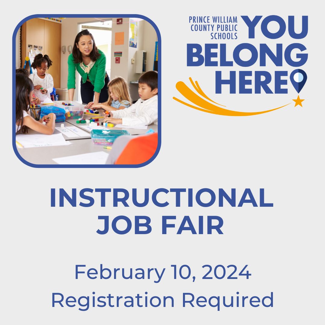 PWCS Recruit (@pwcsrecruit) on Twitter photo You Belong Here...so join us for our IN-PERSON Instructional Job Fair by registering at the link below.
bit.ly/Feb2024JobFair…
Space is limited and registration is REQUIRED. You Belong Here...so join us for our IN-PERSON Instructional Job Fair by registering at the link below.
bit.ly/Feb2024JobFair…
Space is limited and registration is REQUIRED.