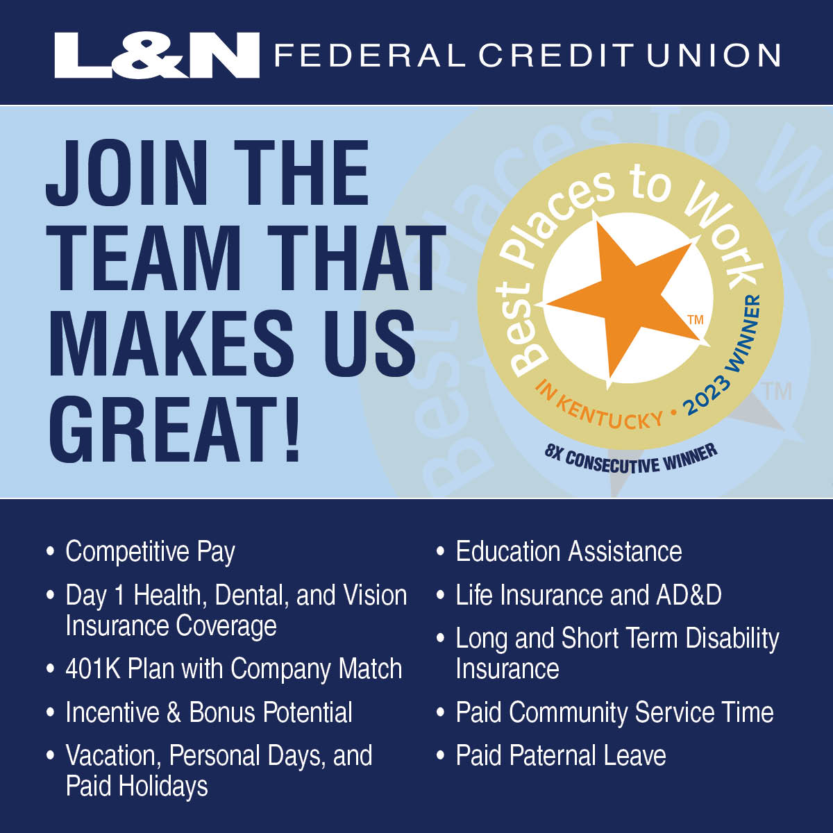 Exciting career opportunities await. Learn more at LNFCU.com/careers