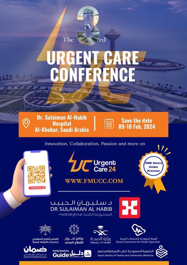 M_mufleh's tweet photo. As a member of the scientific committee, I am thrilled to invite you to join us at the upcoming Urgent Care Conference 2024.

📍 Alhabib Hospital’s main hall in Alkhobar
🗓️ 9-10 February 2024

For more information about the conference and for registration: https://t.co/87T5bRJtC8 https://t.co/kxRNKEJn6f