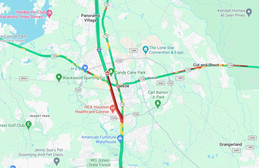 JenReynaTV's tweet image. NORTH: 45 North Frwy northbound at Wilson is still a mess. Miles of backup in area and on both sides of 45. Use 75 to avoid delays. #conroe @KHOU