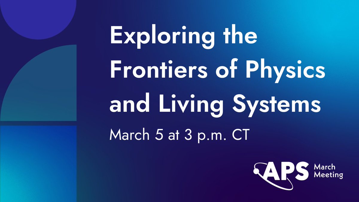 Just in: we're hosting an invited session at @APSphysics' #apsmarch, courtesy of @ApsDbio! 

Join our editors — @sesamedusa and @squishycell1 — and some of our authors as they share recent findings in #BiologicalPhysics. Registration is required.

Details: go.aps.org/3Ug2ZXM