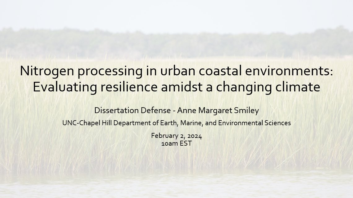 If you are interested in coastal biogeochemistry, urban water quality, and/or habitat contributions to resilience, consider tuning in to my dissertation defense this Friday at 10am EST!

unc.zoom.us/j/91221636966

#PiehlerPosse