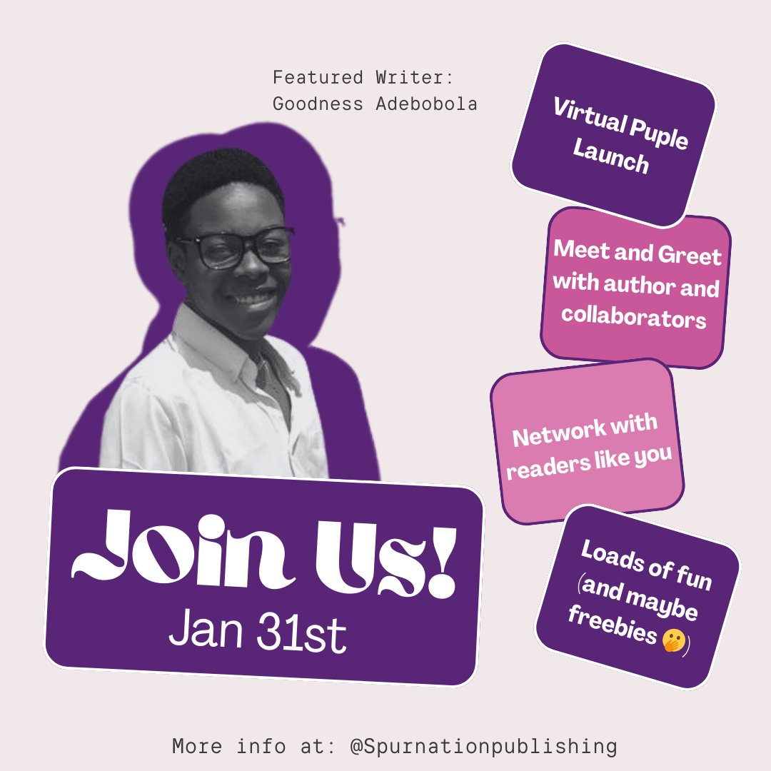 MayowaAdebobola's tweet photo. Purple fever's spreading fast!  In just 2 days, the streets will be chanting verses &amp; rocking stanzas. But first, a round of applause for the "Purple" collaborators!

They brought the heat with their words &amp; we can't wait to share this poetry masterpiece on the world on the 31st https://t.co/jlB6GsbrVs
