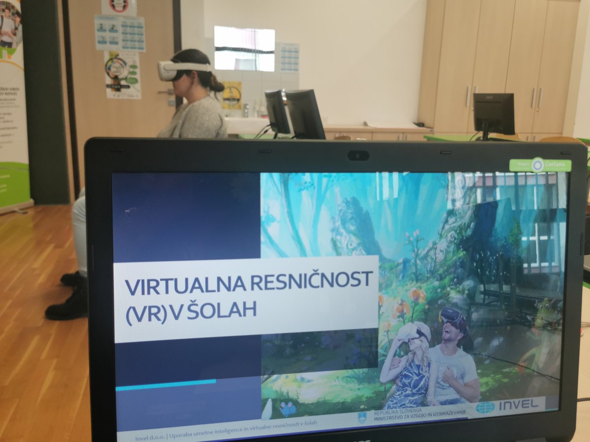 OInvel's tweet photo. Uspešno smo zaključili prof. uspos. strok. delavcev #VIZ "Uporaba AI in VR v šolah", ki je navdušilo udeležence za spremembe v njihovi praksi. Online raziskovanje in hibridno srečanje z VR očali so odprli vrata novim izobraževalnim priložnostim. 
#AIvSoli #VRvsSoli #KATIS https://t.co/HookyFVpLW