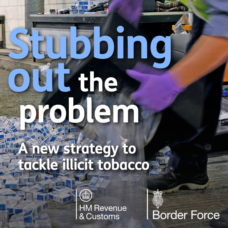 HMRCgovuk's tweet photo. Did you know the illicit tobacco trade costs the UK around £2.8bn a year? 

Today, HMRC and @UKBorder have published their new Illicit Tobacco Strategy – setting out our commitment to reduce demand and tackle criminals behind the illicit tobacco trade ⬇️