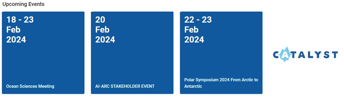 1⃣ February is going to be a busy month filled with exciting events! Here are some highlights: 🌊 18-23 Feb: Ocean Sciences Meeting @theAGU - bit.ly/42eKkxJ Find these and more events on Catalyst here: polarcatalyst.eu/events