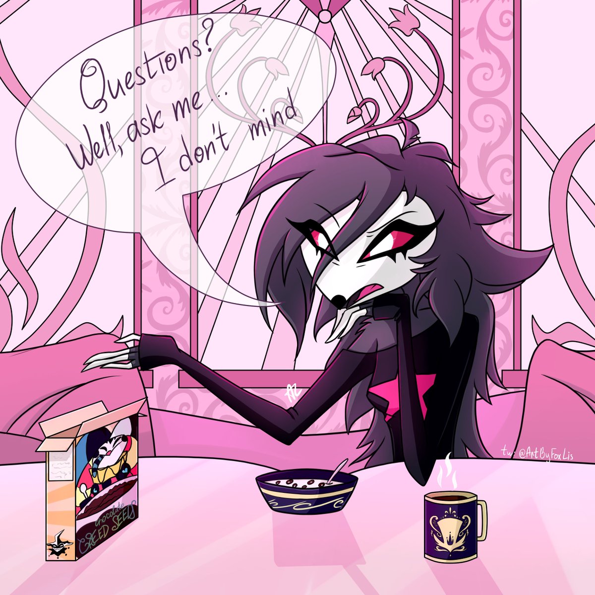 ArtByFoxLis's tweet photo. I changed Octavia’s palette to a more suitable and less contrasting one, in my opinion. Also changed the text color. And I’ll add hashtags, I always forget about them 😅😅😅

#HelluvaBoss #HelluvaBossFanart #AskHelluvaBoss https://t.co/LPgTDMVJOn