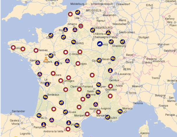 fenadismer's tweet photo. Francia🇫🇷: se mantienen las incidencias en las #carreteras nacionales y #autopistas, especialmente en la Región de #Aquitania y alrededores de #Paris, con cortes en #A10, #A63, #A20, #RN10, #RN145. ➡️Reabierto el tráfico en #A62 sentido #Burdeos
👉INFO https://t.co/gvEtF846uo https://t.co/QF11lb2Zar
