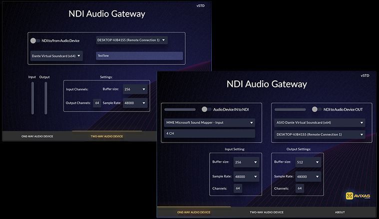 AvsonoInc's tweet photo. Need seamless remote #audio transport? With #NDI Audio Gateway you will send &amp; receive up to 64 channels of pristine, uncompressed audio, even with low bandwidth requirements! Connect your local devices with the @NDIconects network today! https://t.co/bCONh7V5fF 

#NewTek https://t.co/xSmRdBPxed
