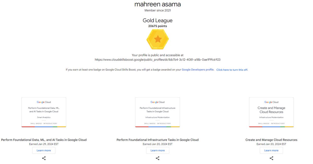 AsamaMahreen's tweet image. Learn Generative AI and Cloud Technology technologies on Google Cloud Platform.
#LearnGenAI #CloudSeekho