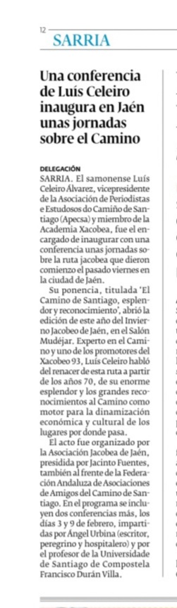 Fun a Jaén e volvín moi agradecido. Boa xente! <a href="/AMozarabe/">Aso. Jacobea de Almeria-Granada Camino Mozárabe</a> <a href="/jaenjacobea/">Jaén Jacobea</a> <a href="/Federacion_CS/">Federación Española Asocs Camino de Santiago</a> <a href="/elprogreso_Lugo/">El Progreso de Lugo</a>