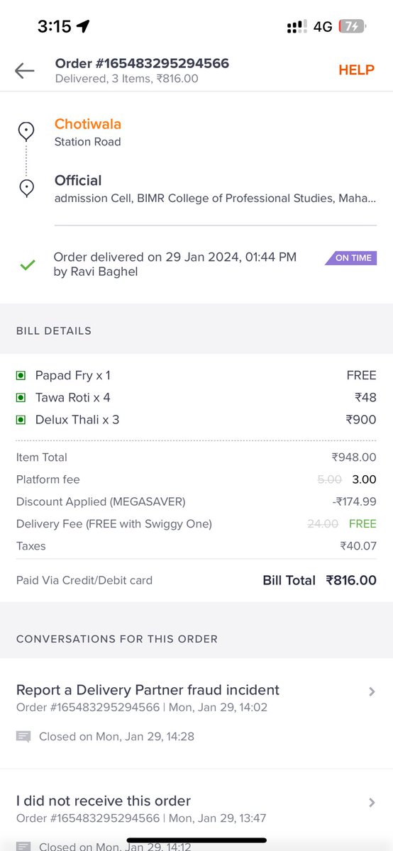 imsomitr's tweet photo. @SwiggyCares Please find the screenshot of order including order ID and paid amount. As I don’t received the food. So refund my money. Waiting for response https://t.co/wswPl0VtIr