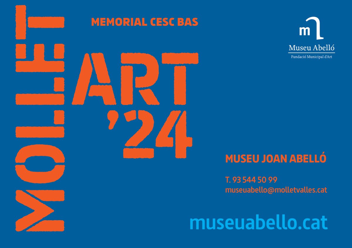 📣 Ets un/a jove creador/a? Vols exposar al #MuseuAbelló? Això t'interessa!!!

Fins l'11 de febrer pots presentar la teva sol·licitud per la nova convocatòria del #MolletArt.

📲  tuit.cat/wU2de
