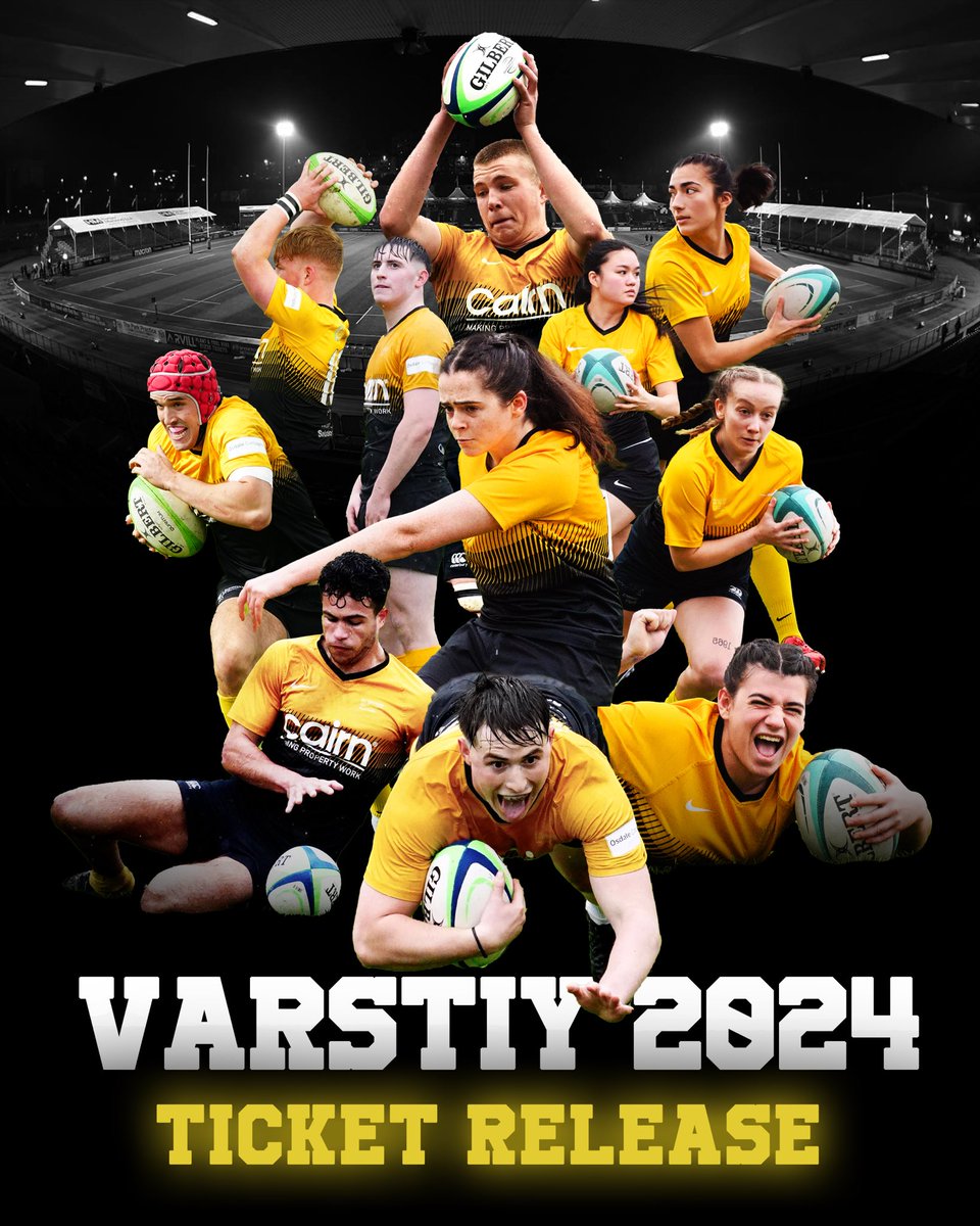 📣VARSITY 2024📣

Tickets for the event are officially on sale now. With gates opening at 4:00pm and 2 amazing games of rugby included this is one of the biggest uni events and one you do not want to miss. ⚫️🟡

Get tickets from the link in our bio 🔗