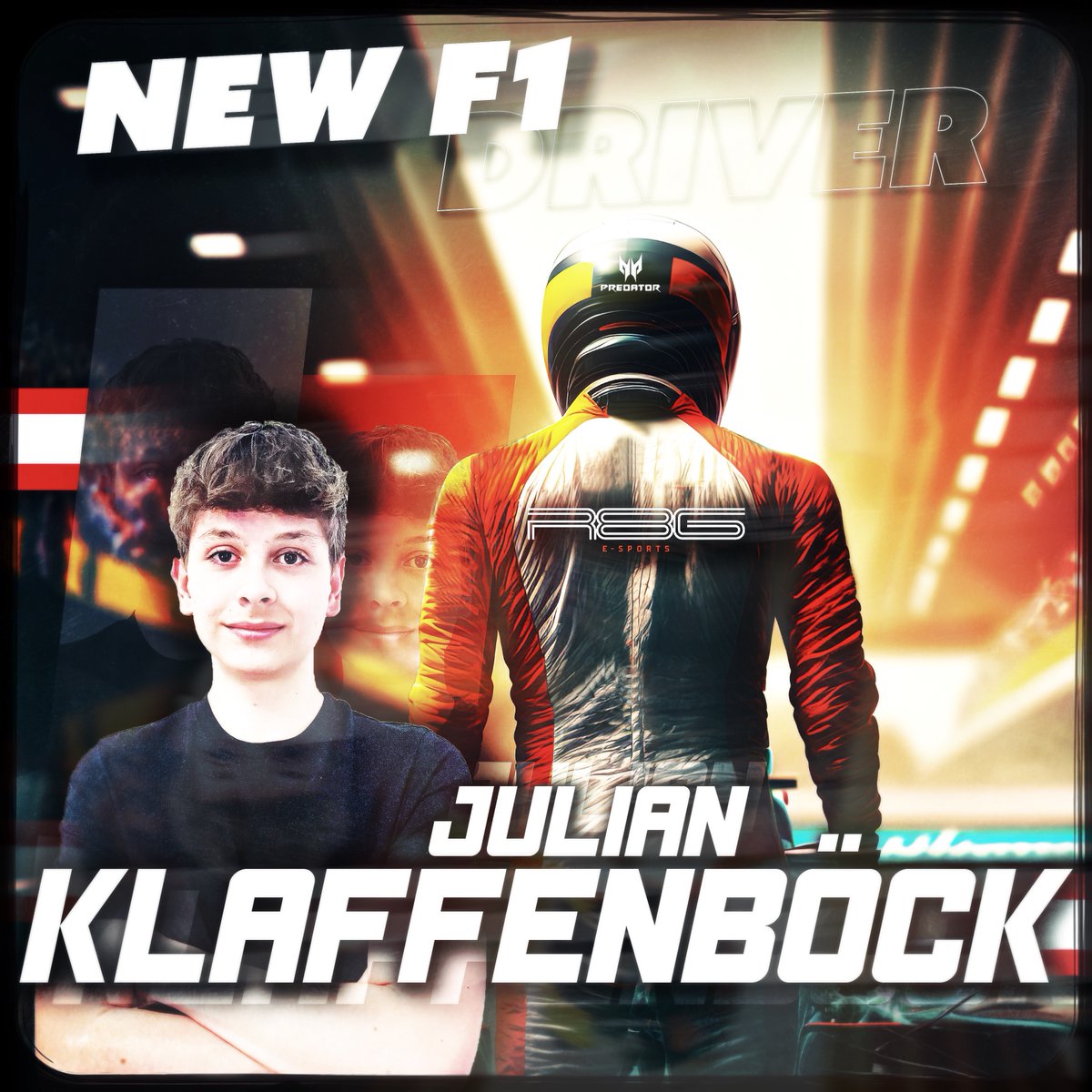 R8G eSports (@r8gesports) on Twitter photo 🏁 F1 R8G DRIVER ANNOUNCEMENT 🏁
Welcome Julian
➡️ Julian Klaffenböck
🇦🇹 Austrian, 14 yo
#r8gesports #esports #simracing #F1 <a href="/Julian_K94/">Julian Klaffenböck</a> 🏁 F1 R8G DRIVER ANNOUNCEMENT 🏁
Welcome Julian
➡️ Julian Klaffenböck
🇦🇹 Austrian, 14 yo
#r8gesports #esports #simracing #F1 <a href="/Julian_K94/">Julian Klaffenböck</a>