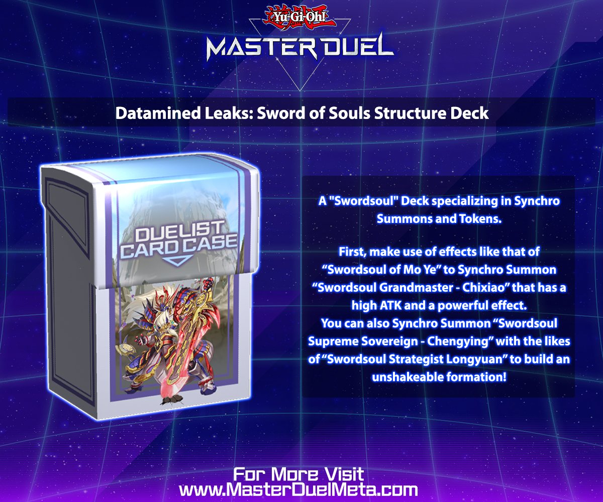 DATAMINED LEAKS: A new Structure Deck based on 'Swordsoul' appears to be coming soon! More Details & Leaks: masterduelmeta.com/articles/news/… #MasterDuel #YuGiOh #YuGiOhMasterDuel #遊戯王マスターデュエル
