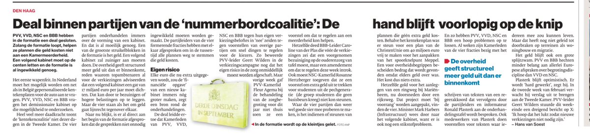 Formerende partijen lopen aan de leiband van de VVD.

Daardoor:
Geen afschaffing eigen risico
Geen lagere energierekening
Geen betaalbare boodschappen

Wel praten over megabezuinigingen
Niet de acute noden van mensen oplossen

Debat aangevraagd. Moet zsm komen.