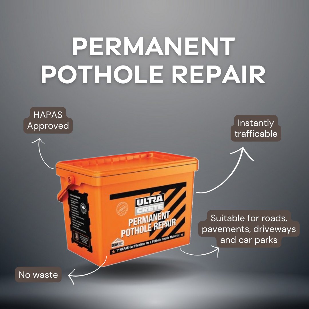 Ultracrete Permanent Pothole repair is the ideal solution for repairing potholes on roads, driveways and carparks. - Repair is instantly trafficable - Easily installed in all weather conditions - Ready to use, Cold Lay Asphalt - Depth: 10mm – 100mm #Ultracrete #PotholeRepair