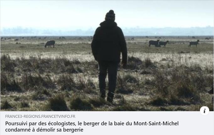 Sa bergerie est discrète, en bois non traité, mais ce n'est pas assez pour ces "écologistes" qui veulent la détruire. ILS NOUS EMMERDENT ! Qu'ils laissent les Français vivre et travailler, on n'en peut plus de ces écolos-dingos !
france3-regions.francetvinfo.fr/normandie/manc…