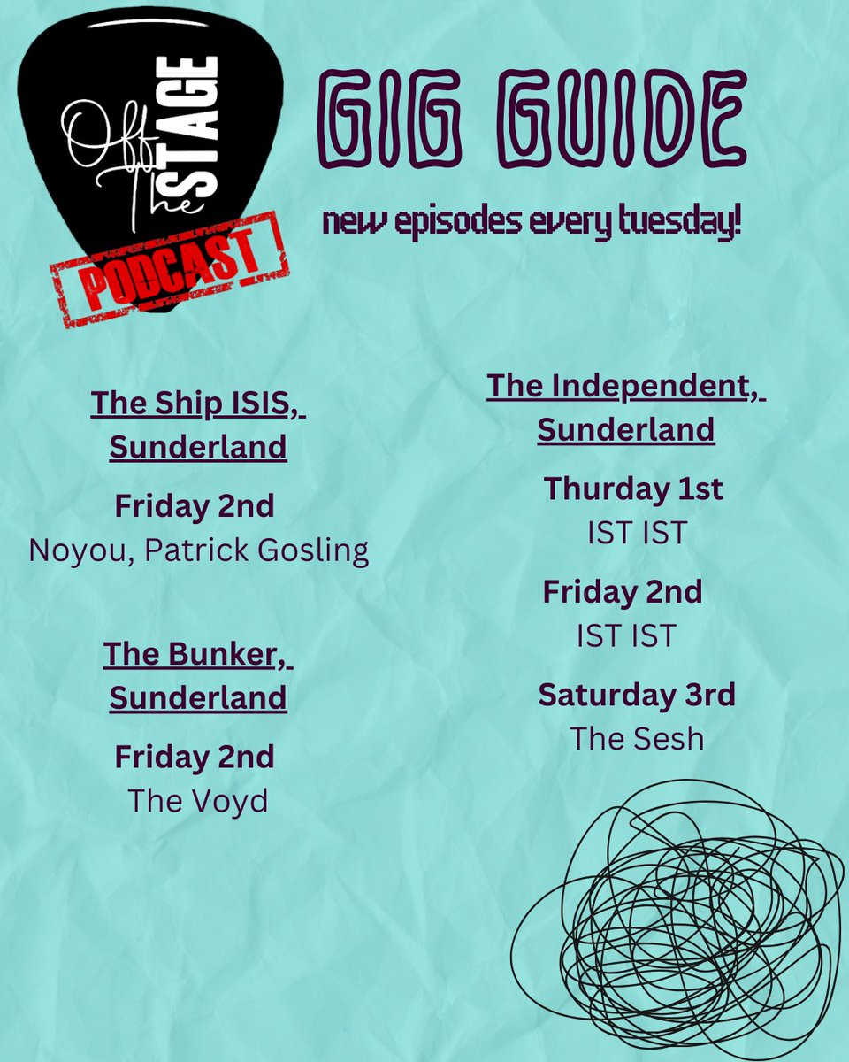 Off The Stage Gig Guide! - 1/3 Which event are you wanting to see? @Ship_isis_ @thebunkercic @INDEPENDENT_SR1 #Gigguide #podcast #music #livemusic #talk #events #northeast #musician #band #gig #vibe #nightout #goodvibes #vibes #tour #Sunderland