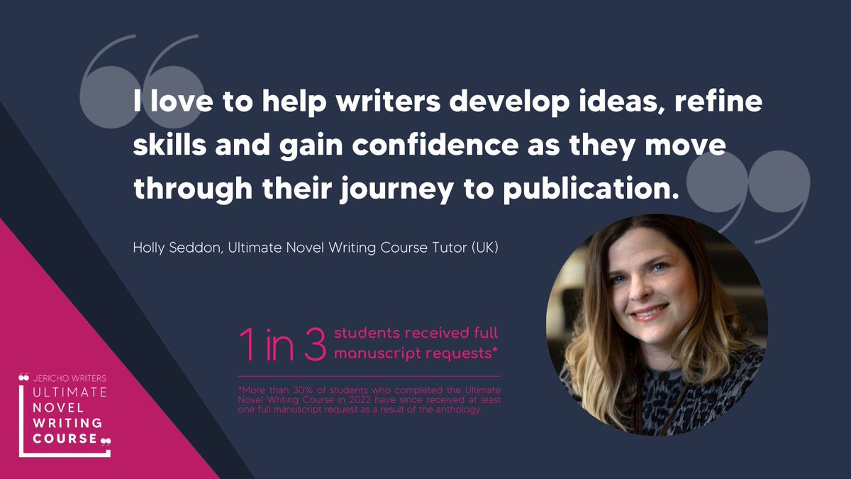 Write your novel with the help of Holly @hollyseddon and our #UltimateNovelWritingCourse tutors Holly loves working with: Crime/Thrillers, Women’s Fiction, Literary Fiction, Speculative Fiction, Historical and Narrative Non-Fiction 🔗 tinyurl.com/jwUNWC #WritingCourse