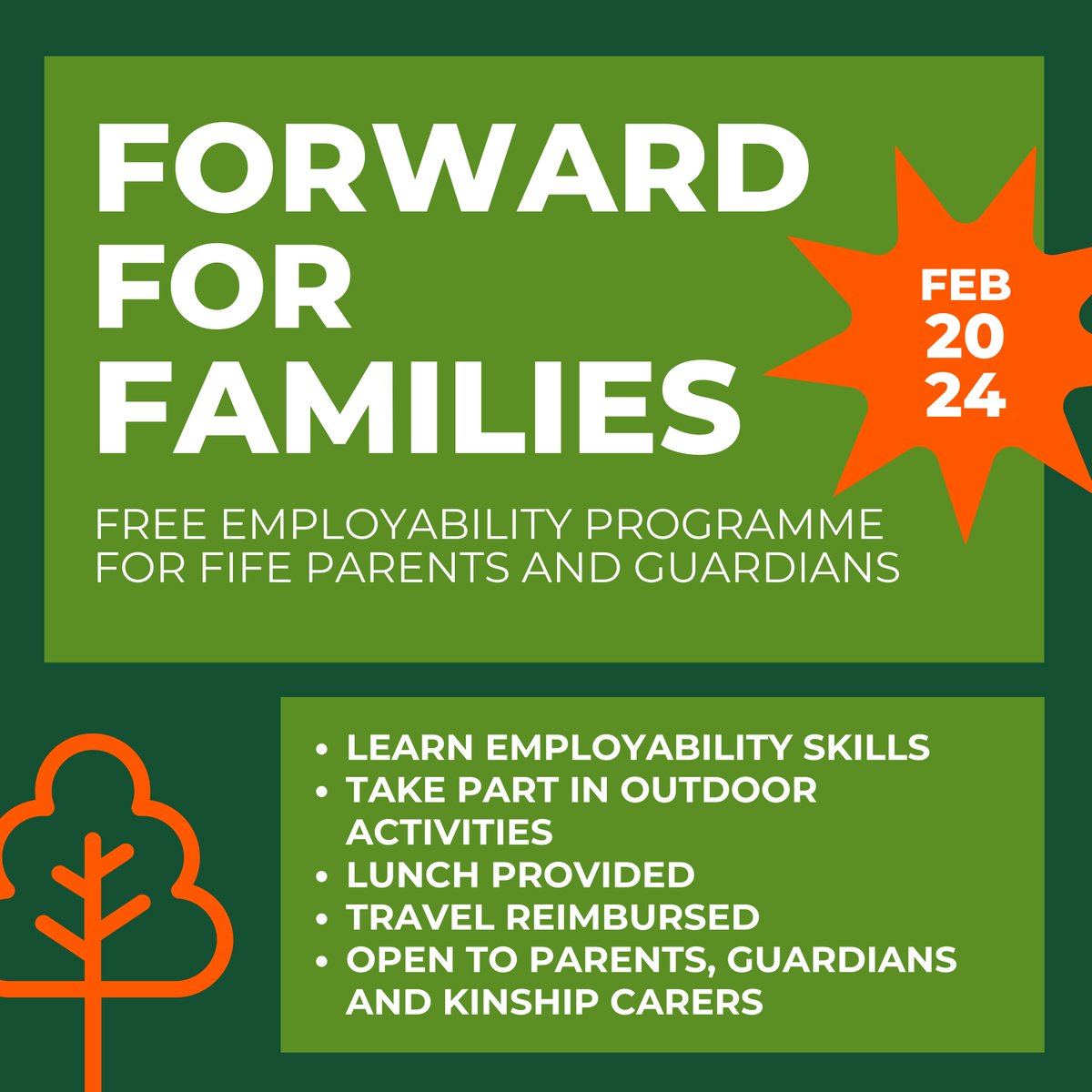 Referrals to our Forward for Families employment programme for Fife parents, guardians and carers today are open 🌱

Learn more and make a referral here: bit.ly/3u1TlNC

#WorkWithPurpose #PositiveFutures #Employability #Carers #Guardians #Parents #GetIntoWork #Skills