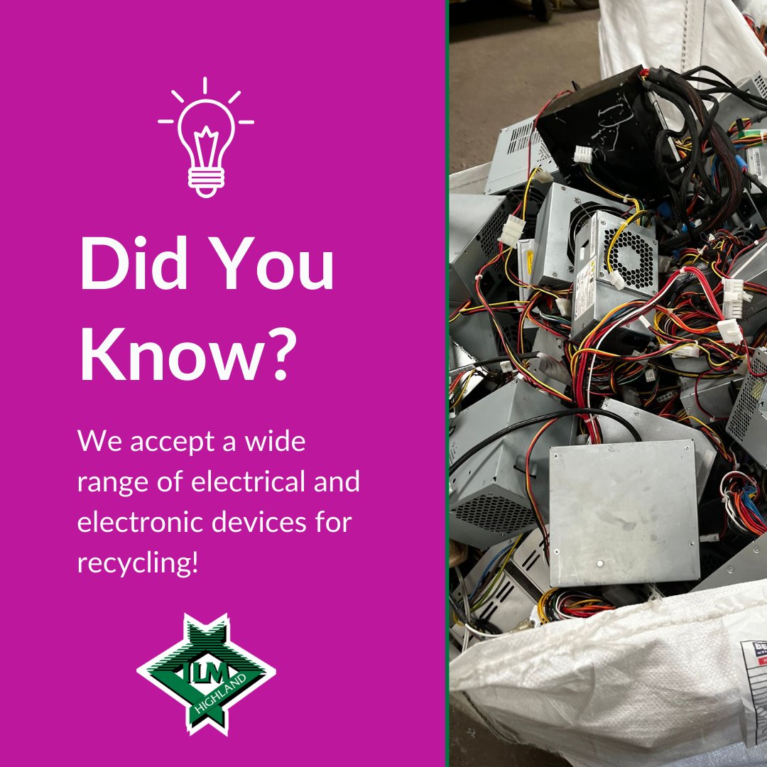 ILMHighland's tweet image. Did you know? We accept a wide range of electrical &amp;amp; electronic devices for recycling! 

From household appliances &amp;amp; personal grooming items to toys &amp;amp; medical devices, your contributions help protect the environment &amp;amp; supports our community. 

ilmhighland.co.uk/waste-electric…