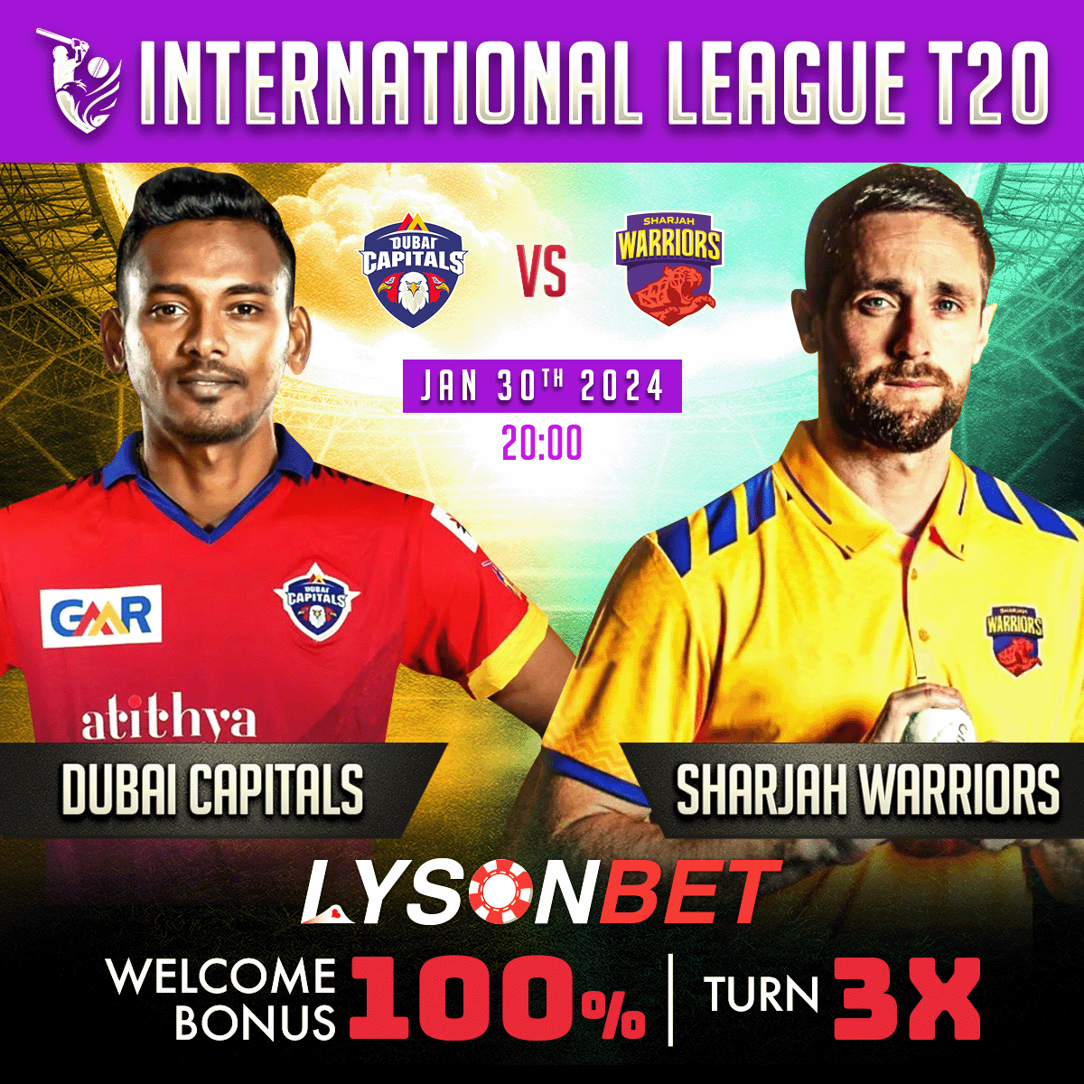 lysonbet's tweet photo. 🏏 𝑰𝒏𝒕𝒆𝒓𝒏𝒂𝒕𝒊𝒐𝒏𝒂𝒍 𝑳𝒆𝒂𝒈𝒖𝒆 𝑻𝟐𝟎
◦ Dubai Capitals 🆚 Sharjah Warriors
◦ 20:00

#lyson #LysonBet
#ChrisWoakes #MartinGuptill #MaheeshTheekshana #KusalMendis #QaisAhmad #BasilHameed #MohammedSiraj #KuldeepYadav #RuturajGaikwad #DeepakChahar https://t.co/dT86xbaxyA