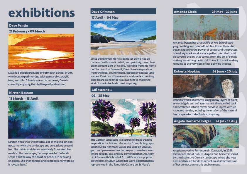 Our 2024 exhibition schedule is almost ready to fly through the cloud to our printers and will be distributed soon ready for our Feb 21st reopening and our 4th anniversary celebrations 🎉

terracegallery.co.uk/collections/ev…

#exhibitions  #newschedule #cornishartists #landscapes #seascapes