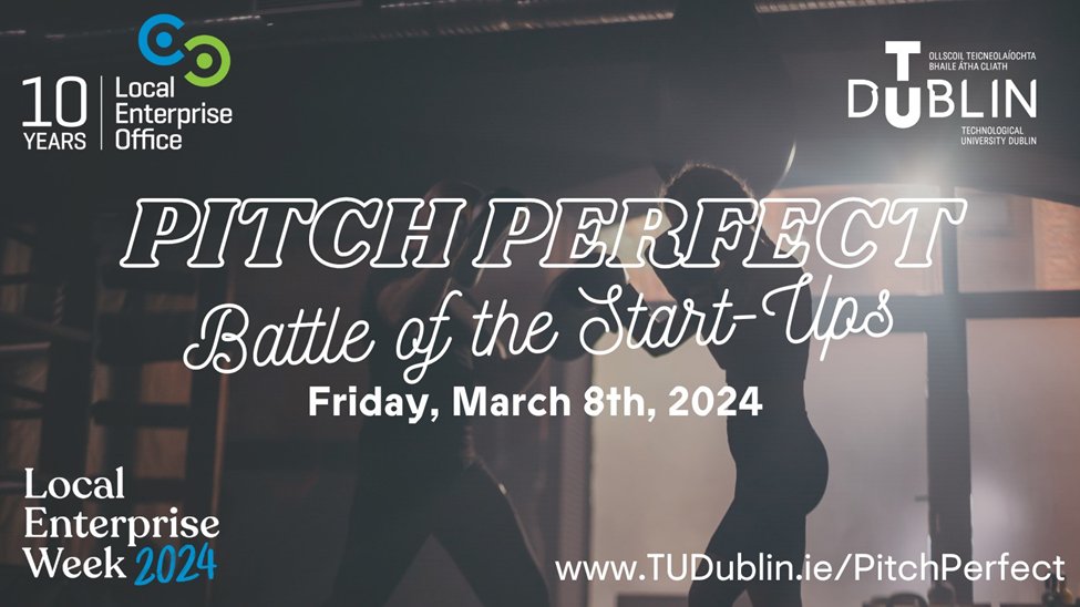 Are you Pitching Perfectly?
Three top tips for the Battle of the Start-Ups.
1. Prepare – choose your content carefully
2. Practice – go over your pitch many times
3. Present – be excited by your business
PitchPerfect supported by <a href="/LEOFingal/">LEO Fingal</a> <a href="/LEODublinCity/">LEODublinCity</a> <a href="/leo_dlr/">LEO DLR</a> <a href="/LEOSouthDublin/">LEO South Dublin</a>
