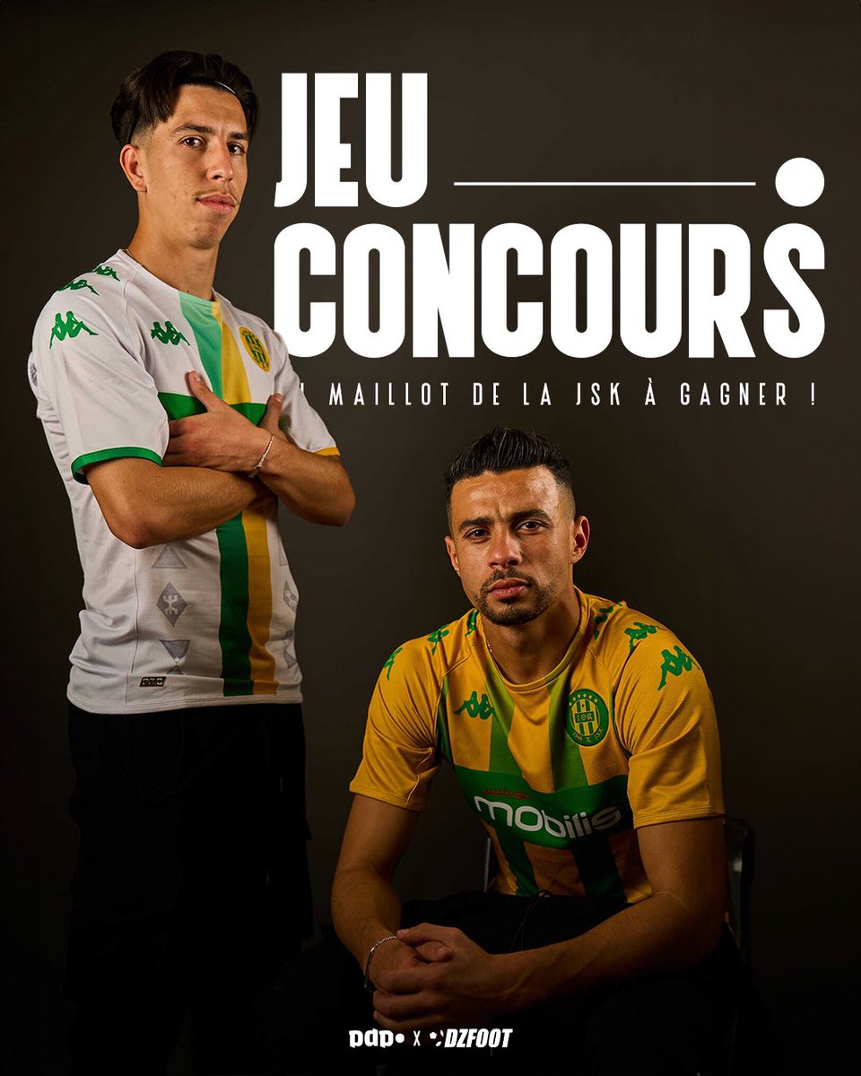 Jeu concours pour remporter un maillot de la Jeunesse sportive de Kabylie saison 23/24 ! 🇩🇿

Il suffit juste de :
- RT ce tweet !
- Follow <a href="/DZfoot/">DZfoot</a> &amp; <a href="/_PointDePenalty/">Point de Penalty</a>

TAS Vendredi 2 Février 2024 ! 🤝