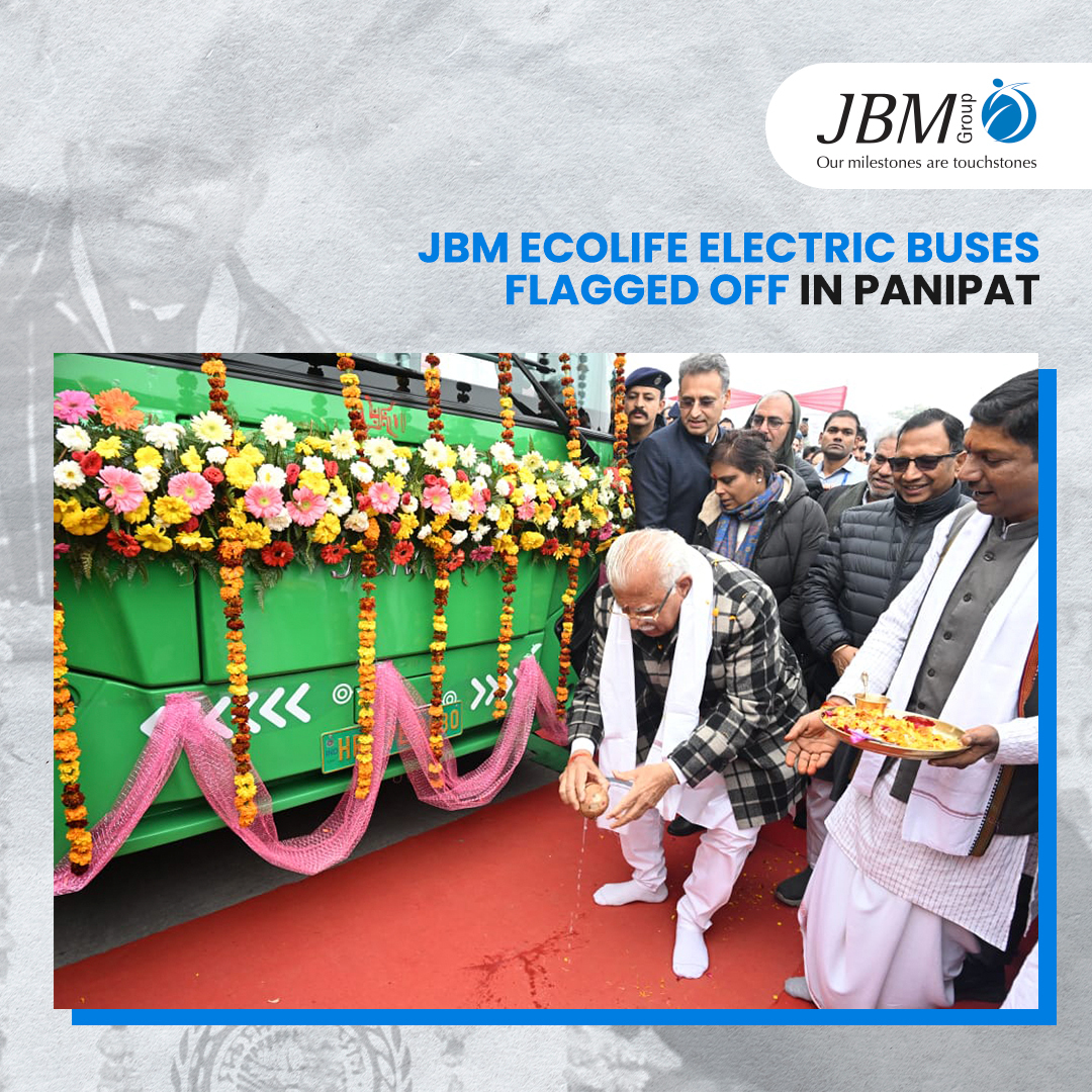 JBMAuto's tweet photo. Haryana's CM, Shri. Manohar Lal Khattar, inaugurates JBM ECOLIFE electric AC buses in Panipat, marking the state's pioneering step towards sustainable transportation. Dignitaries, officials, and industry leaders grace the historic flag-off event!
.
.
#JBMBuses #ElectricBuses https://t.co/54zOt8bIew