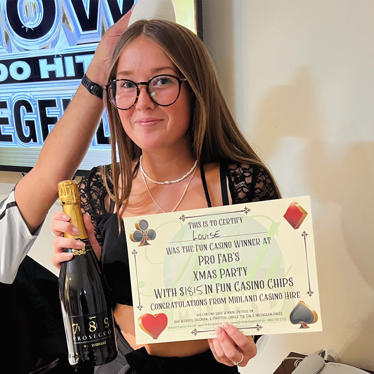 🎉 Huge congrats to Louise for dominating the Pro Fab’s Christmas Party Fun Casino at @NailcoteHall 🎰🏆 She walked away with a whopping 1815 fun casino chips! 🌟 #CasinoChamp #ProFabPartyWinner #CasinoHire #MidlandsEntertainment #PartyFun #EventsUK #CoventryEntertainment