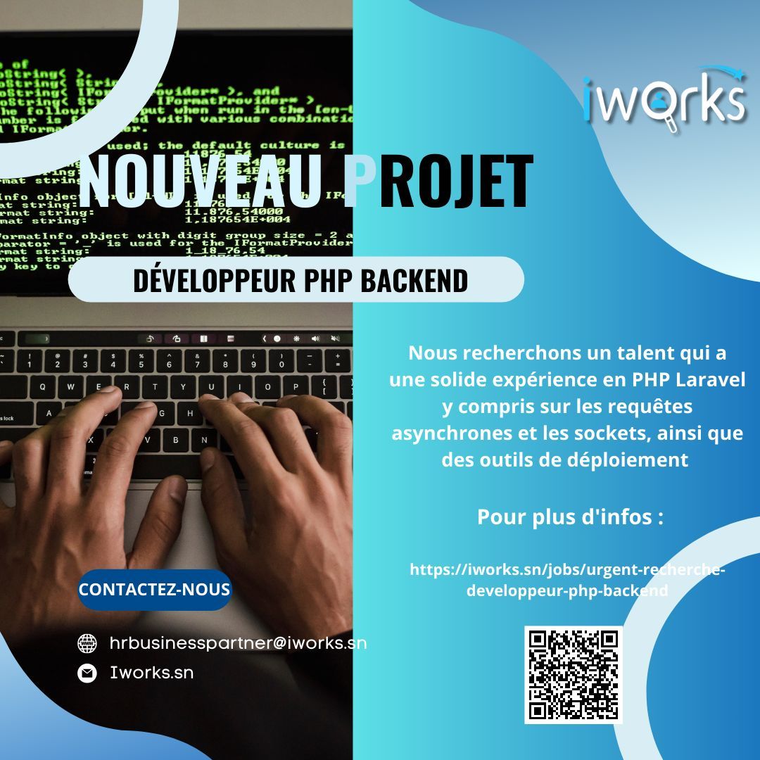 iworks_sn's tweet image. Recherche talent expérimenté en #PHPLaravel (backend), incluant requêtes #asynchrones, #sockets, outils déploiement comme #GitLabCI, #NetData, expérience #API tierces, fournisseurs services #facturation (Airtime, Data, Cable TV, etc.). 

Postulez ici : iworks.sn/jobs/urgent-re…