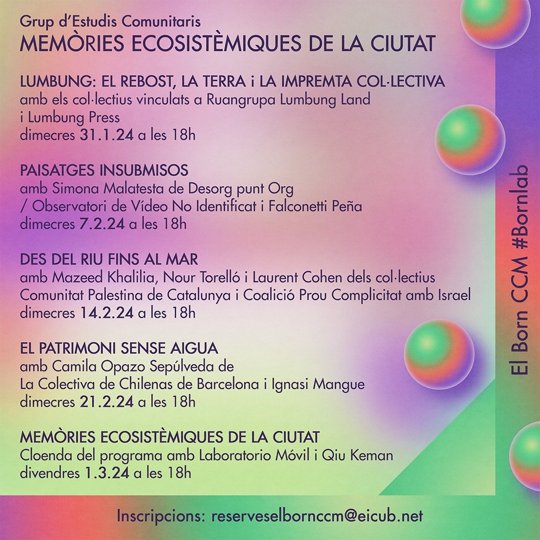 EspaiAvinyo's tweet photo. #AGENDA | Arriba el programa 'Memòries ecosistèmiques de la ciutat' de la mà de #Bornlab, el programa de mediació comunitària d’@ElBornCCM.
🌳 Una aproximació a l'imaginari contemporani dels recursos naturals i territorials.
🔗 +info: https://t.co/9P08E1uP04 https://t.co/nwITjhaJ4X