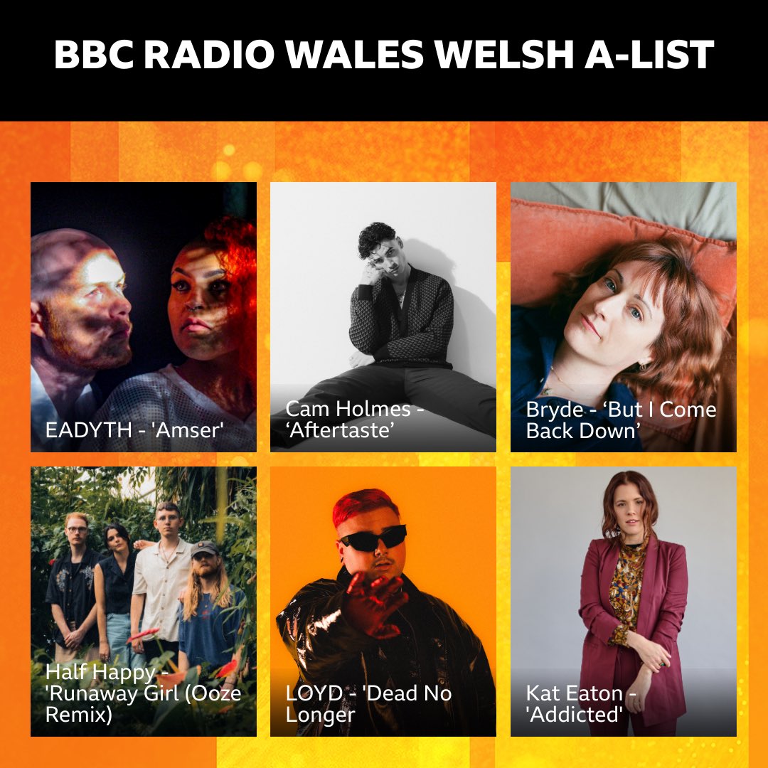 🏴󠁧󠁢󠁷󠁬󠁳󠁿This week on the @BBCRadioWales Welsh A-List you can hear… 📡 A-list Radio Wales wythnos ‘ma… 👉 EADYTH 👉 @_camholmes 👉 @brydeofficial 👉 @wearehalfhappy 👉 @_itsloyd 👉 @kateatonmusic